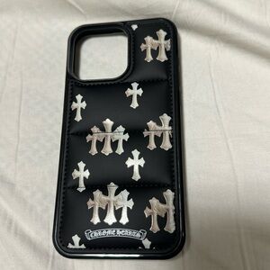 Chrome Hearts Black Case with Silver Crosses